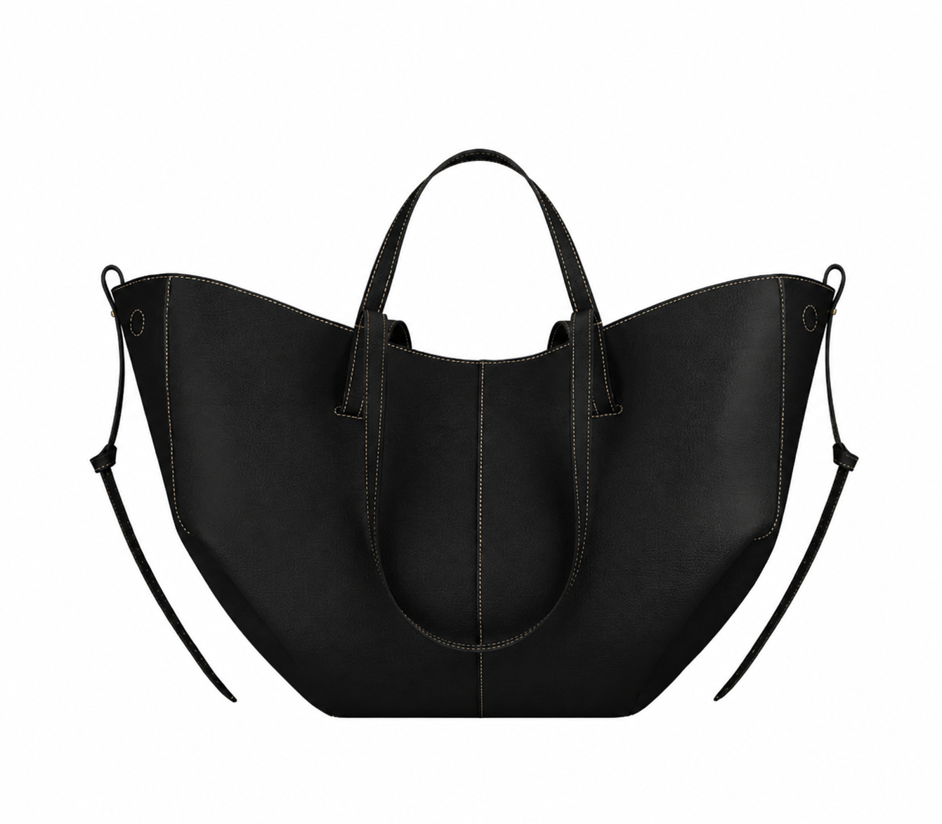Le Calice — sac cabas en cuir coloris Noir, porté à l'épaule