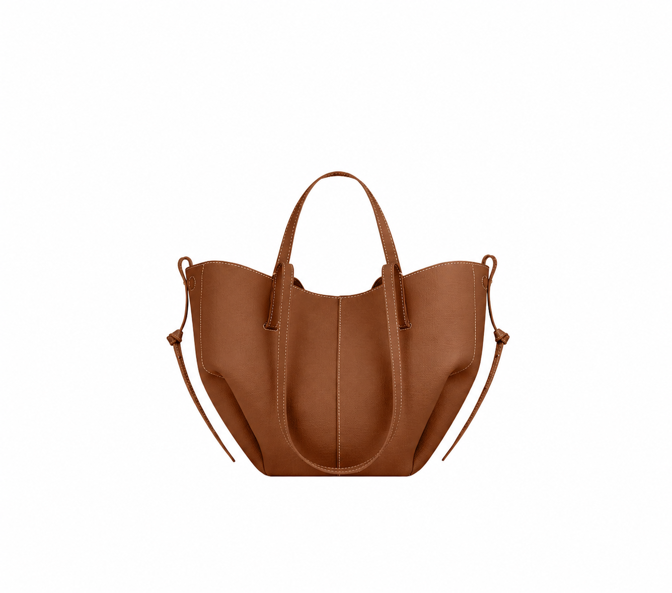 Le Mini Calice — sac cabas compact en cuir coloris Cognac, vue de face