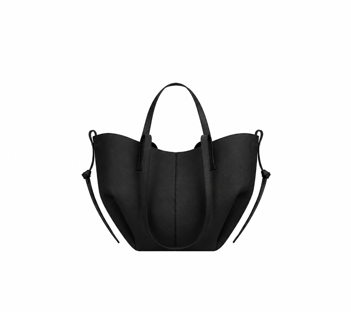 Le Mini Calice — sac cabas compact en cuir coloris Noir, vue de face