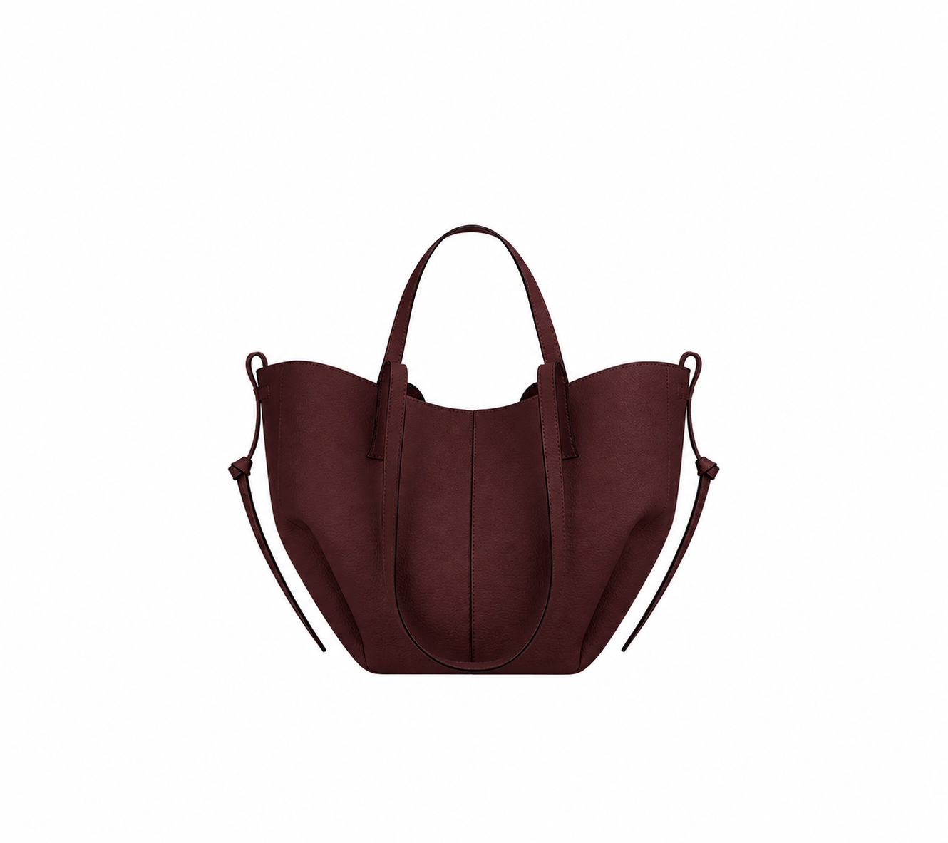 Le Mini Calice — sac cabas compact en cuir coloris Bordeaux, vue de face